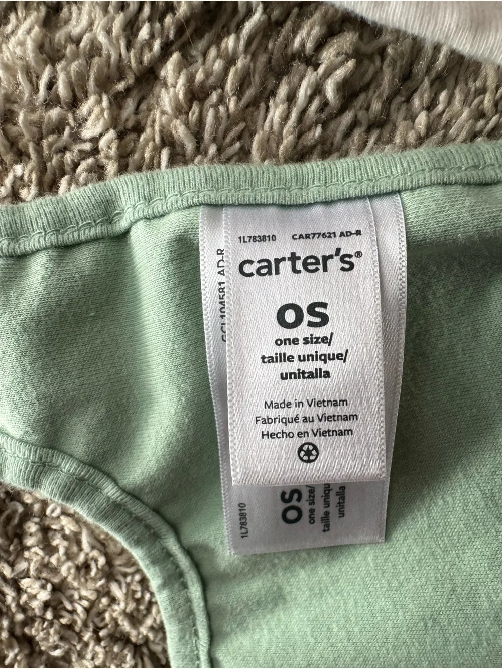Carter’s Baby Bib Set Farm Animal Print Green White Cotton OS 2 Pack